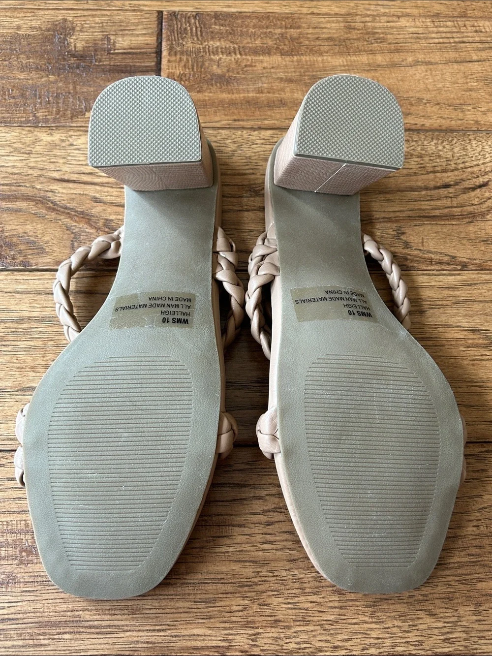 Dolce Vita Halleigh Braided Block Heel Sandals Tan Faux Leather Size 10